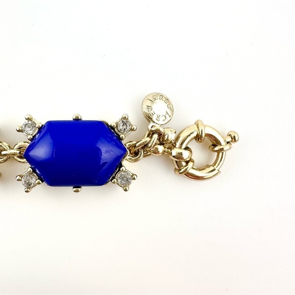 J Crew Bracelet in Shiny Gold-tone with Blue Stones and Small Rhinestones - Picture 8 of 9